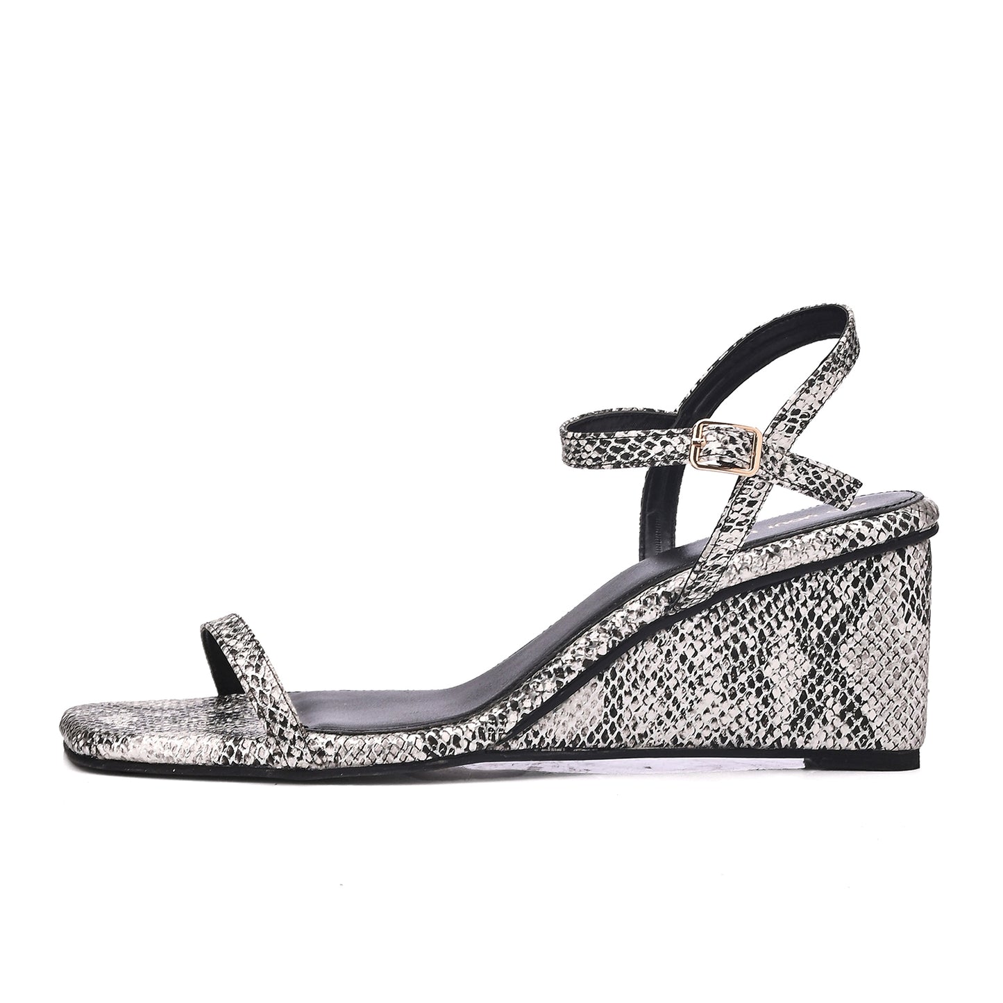 Textured Animal Print Wedges-Silver