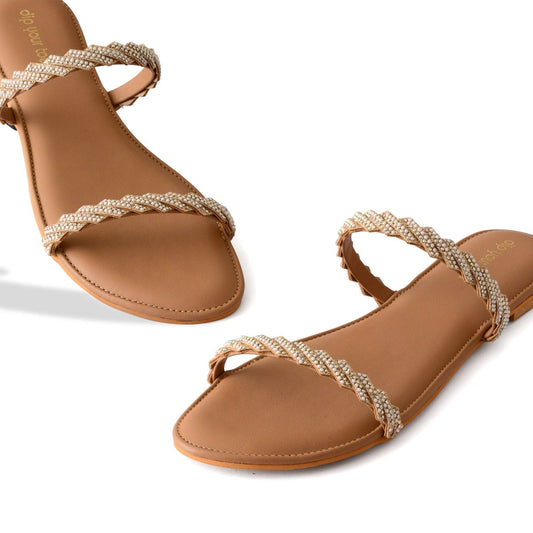 Gold Haze embellished flats