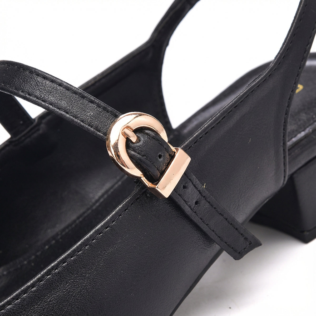 Black Pointed-Toe Slingback Heels
