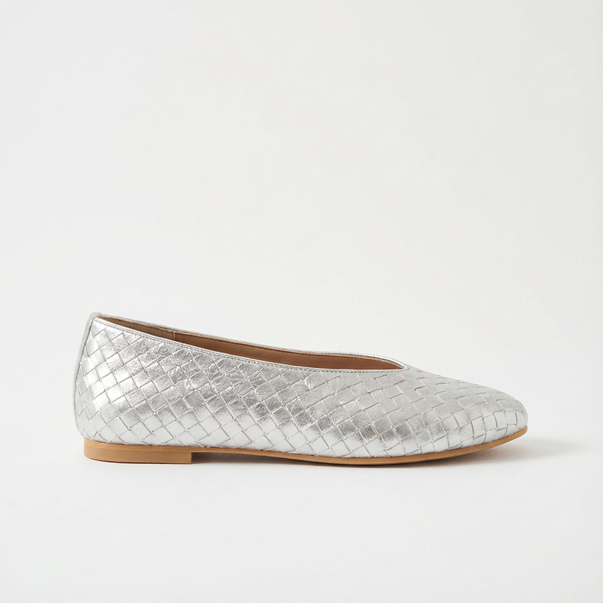 Silver Ballet Flats