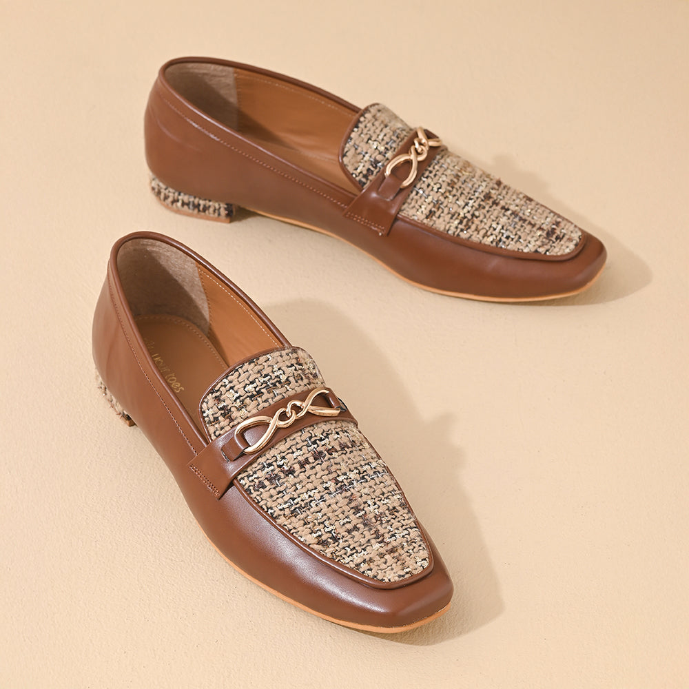 Walnut Square Toe Loafers Shoes