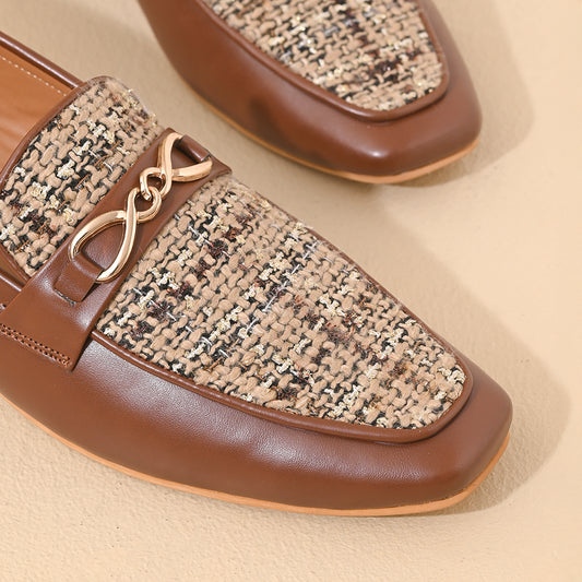 Walnut Square Toe Loafers Shoes