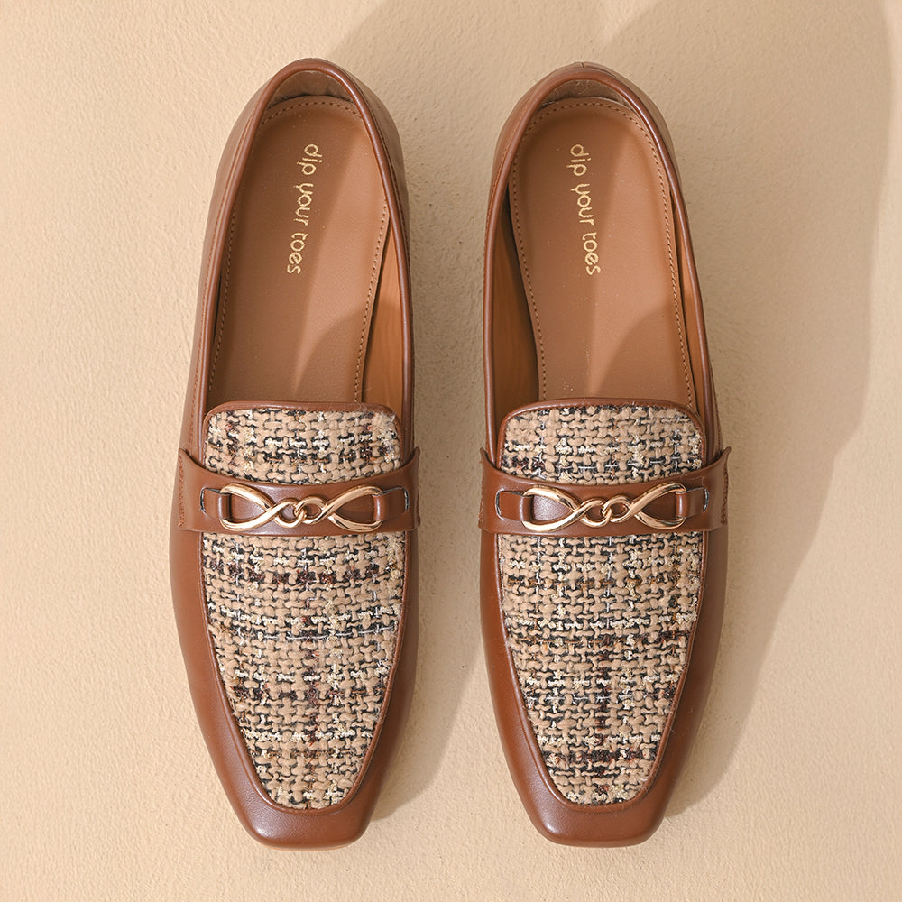 Walnut Square Toe Loafers Shoes