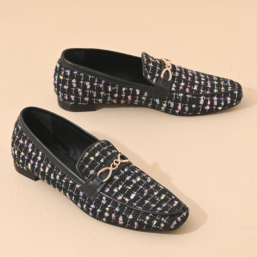Ebony Square Toe Loafers Shoes