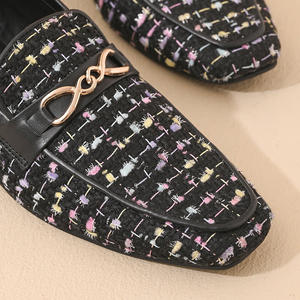 Ebony Square Toe Loafers Shoes