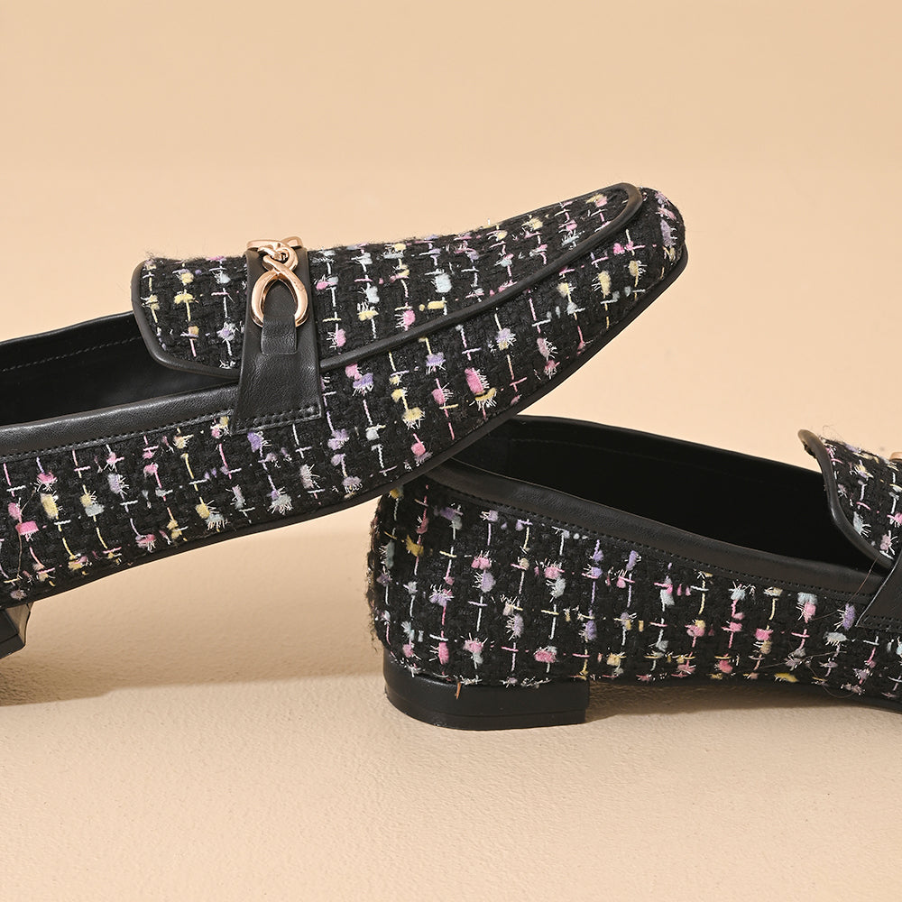 Ebony Square Toe Loafers Shoes