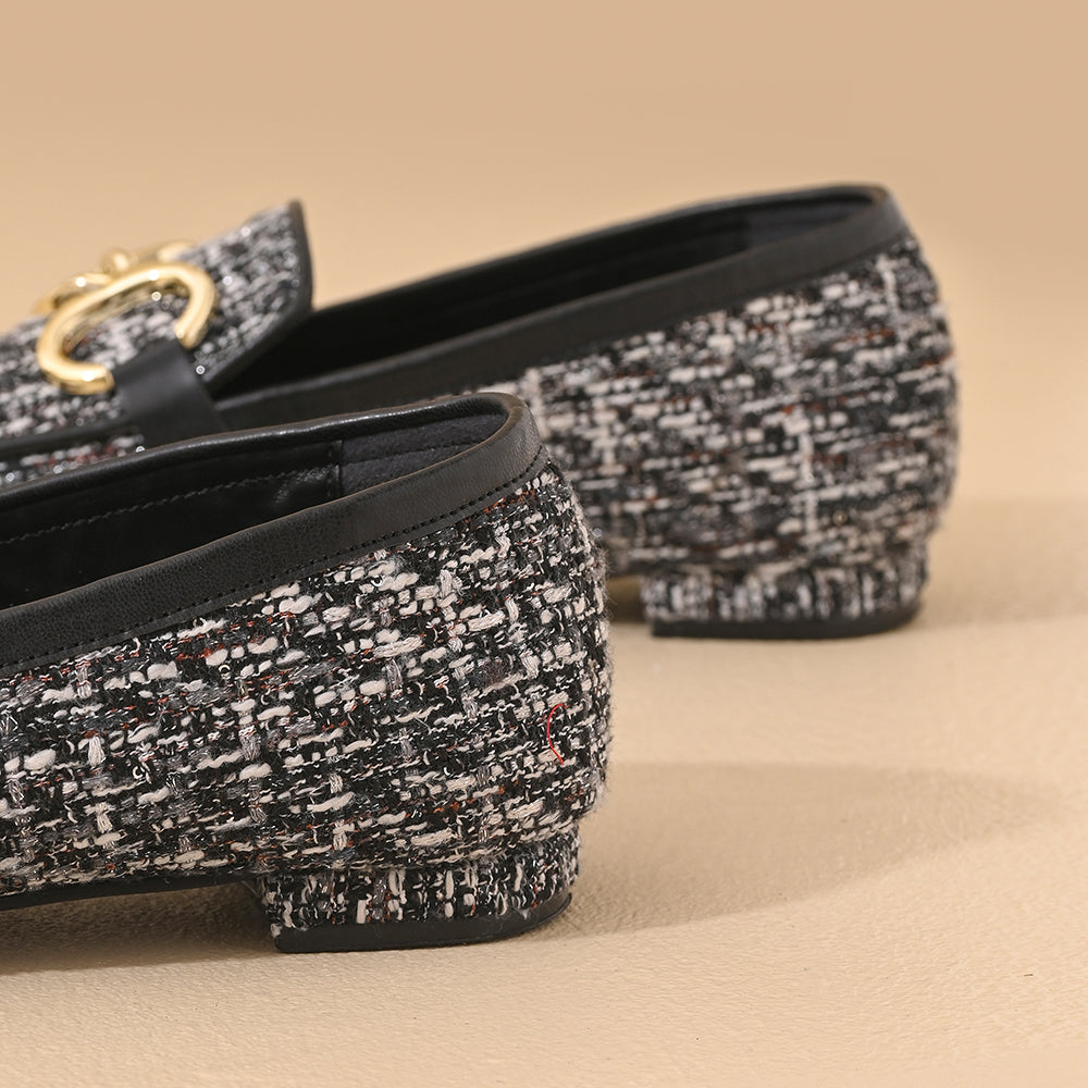 Monochrome Square Toe Loafers Shoes