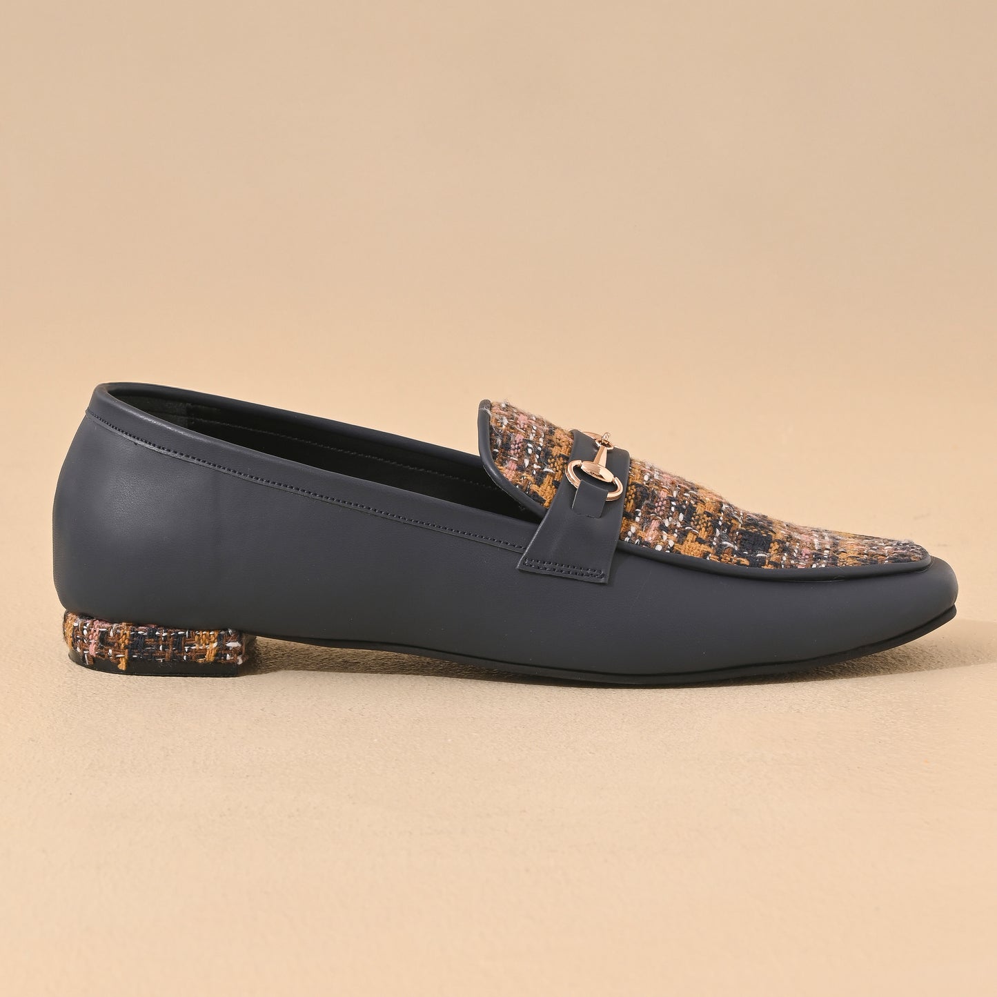 Yale Tweed Square Toe Loafers Shoes
