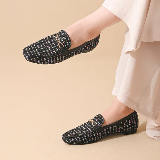 Ebony Square Toe Loafers Shoes