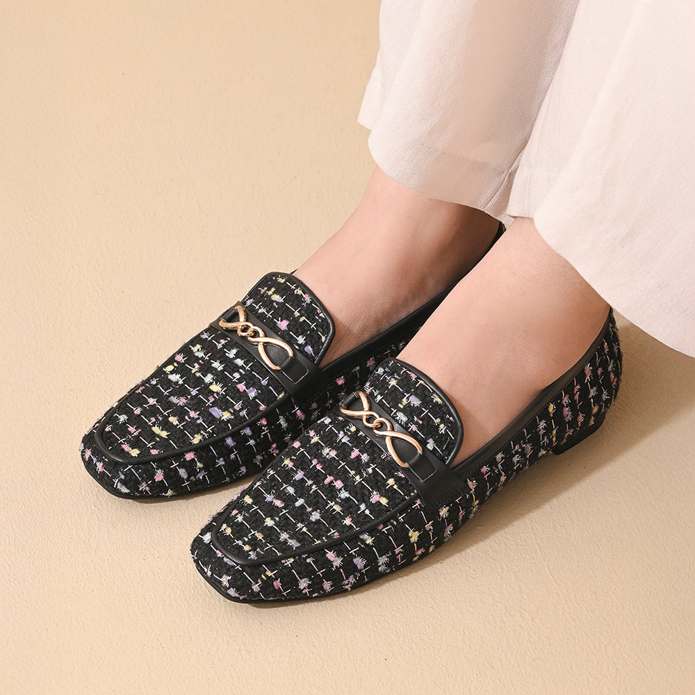 Ebony Square Toe Loafers Shoes