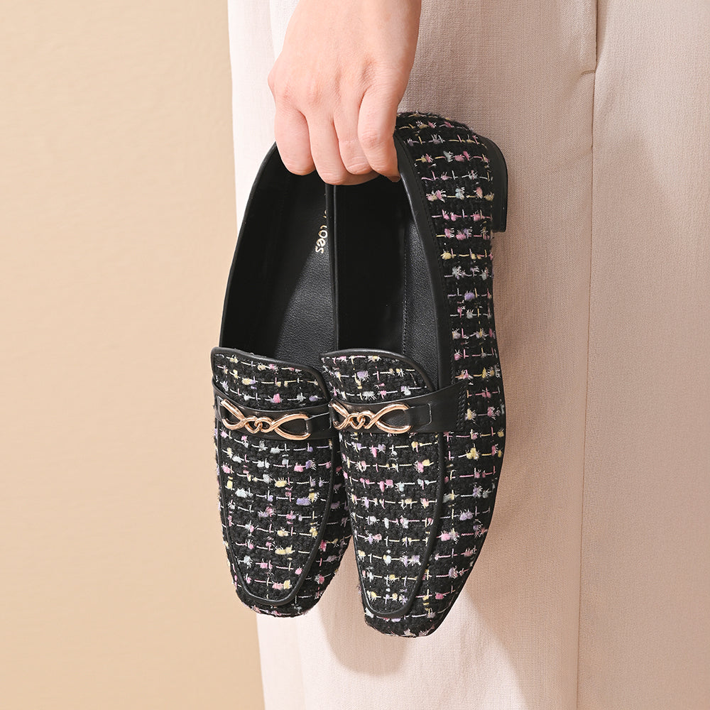 Ebony Square Toe Loafers Shoes