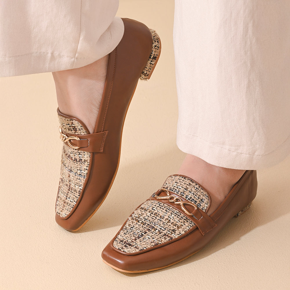 Walnut Square Toe Loafers Shoes