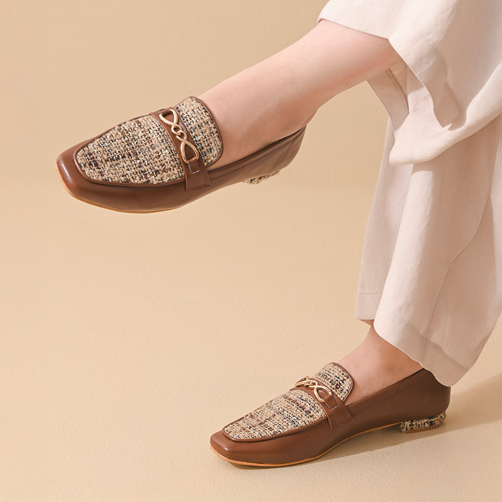 Walnut Square Toe Loafers Shoes