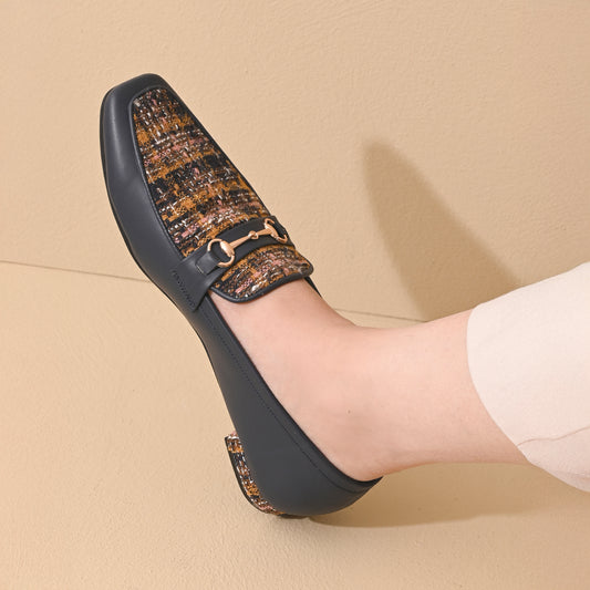 Yale Tweed Square Toe Loafers Shoes