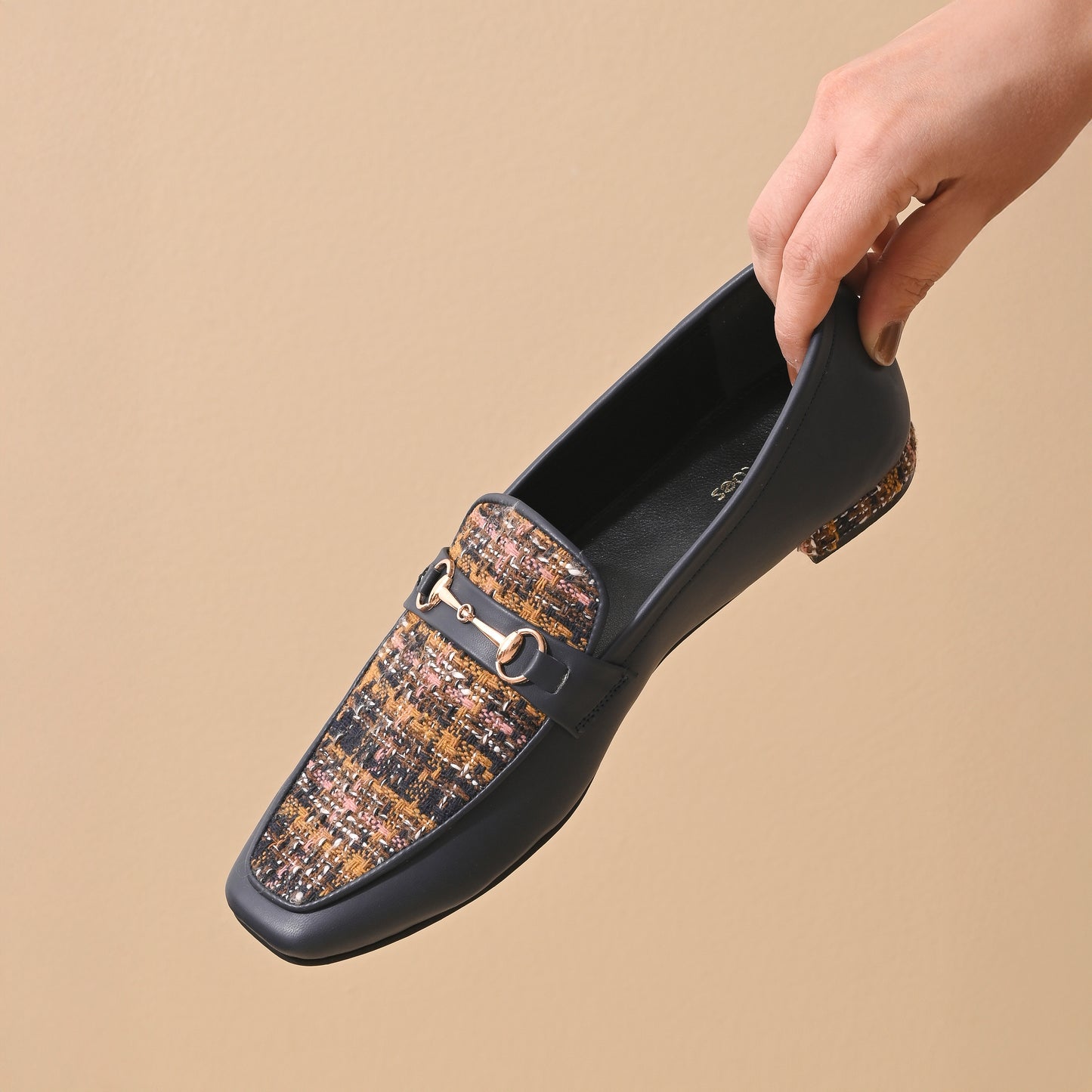 Yale Tweed Square Toe Loafers Shoes