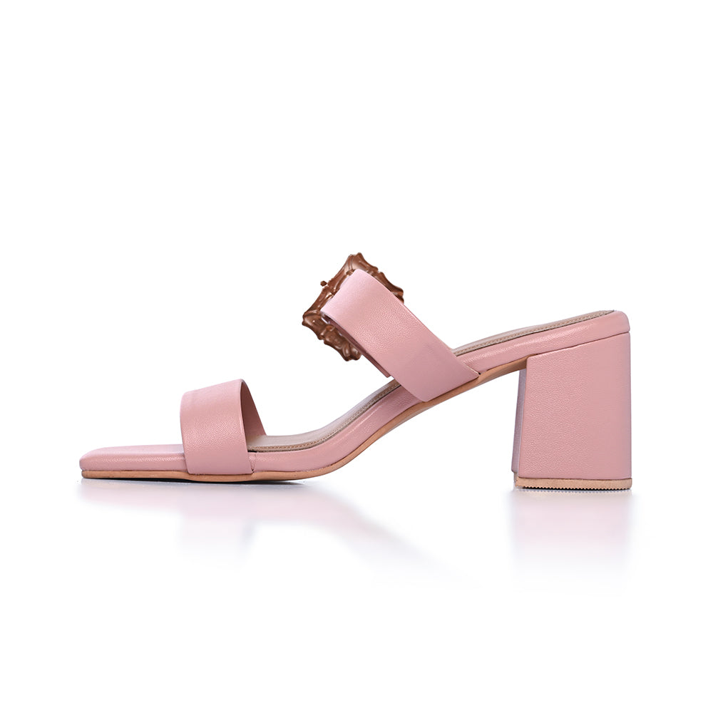 Rosepink Twin Strap Buckled Heels