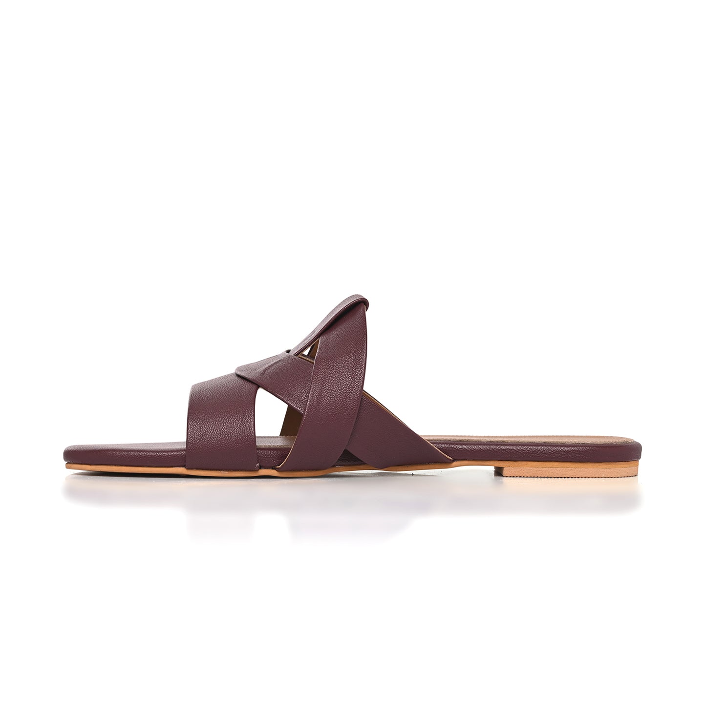 Plum Flat Cross-Strap Sandals