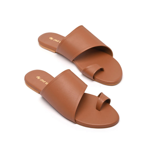 Tan toe ring flats