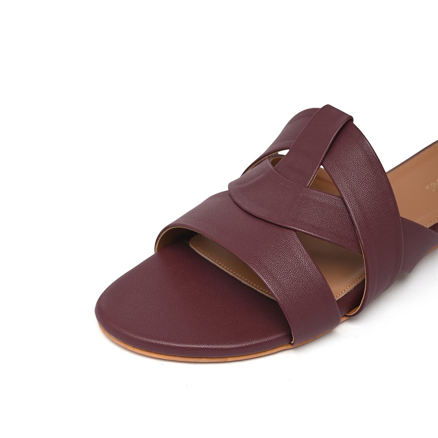 Plum Flat Cross-Strap Sandals