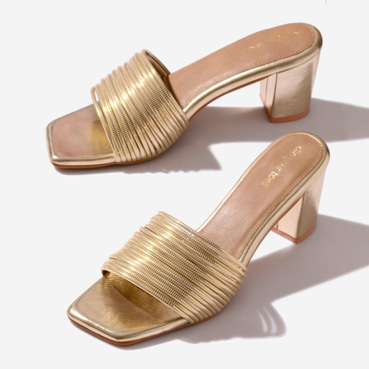 Gold Multi-Strap Heels