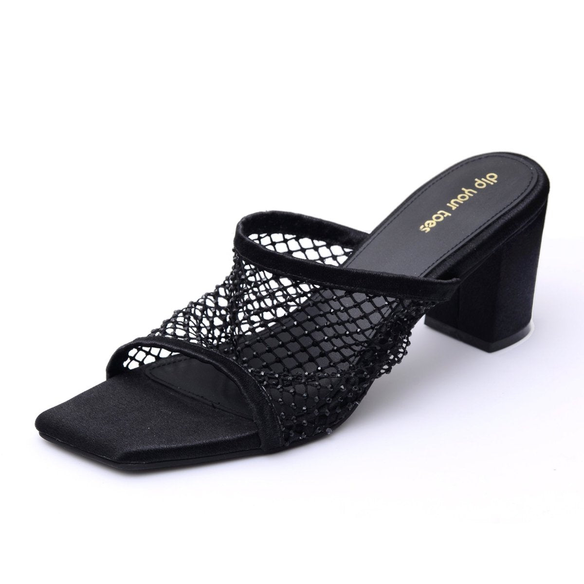 Black Mesh Heels