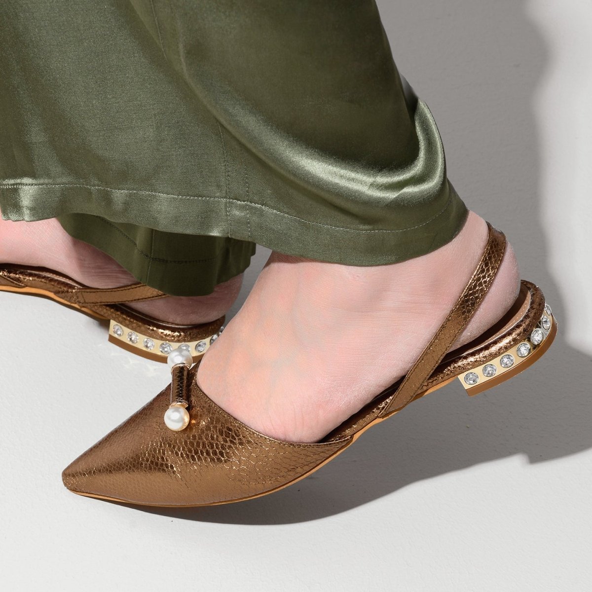 Pearl detail slingback sandals