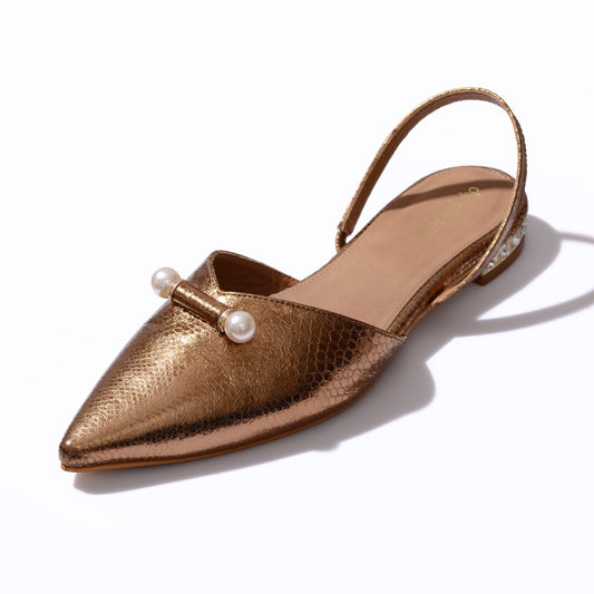 Pearl detail slingback sandals