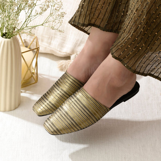 Black and Gold Mules