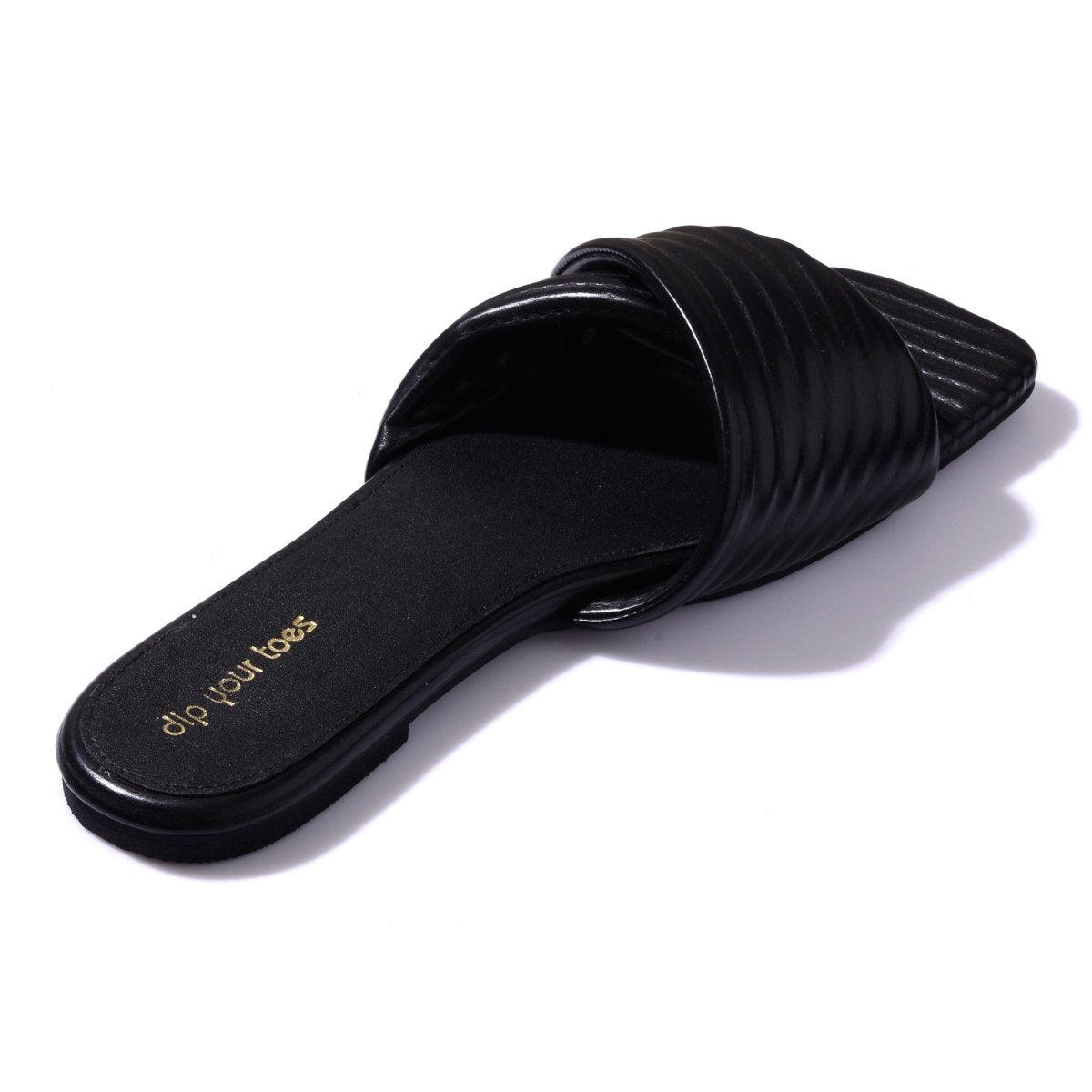 Black Pleated Sliders