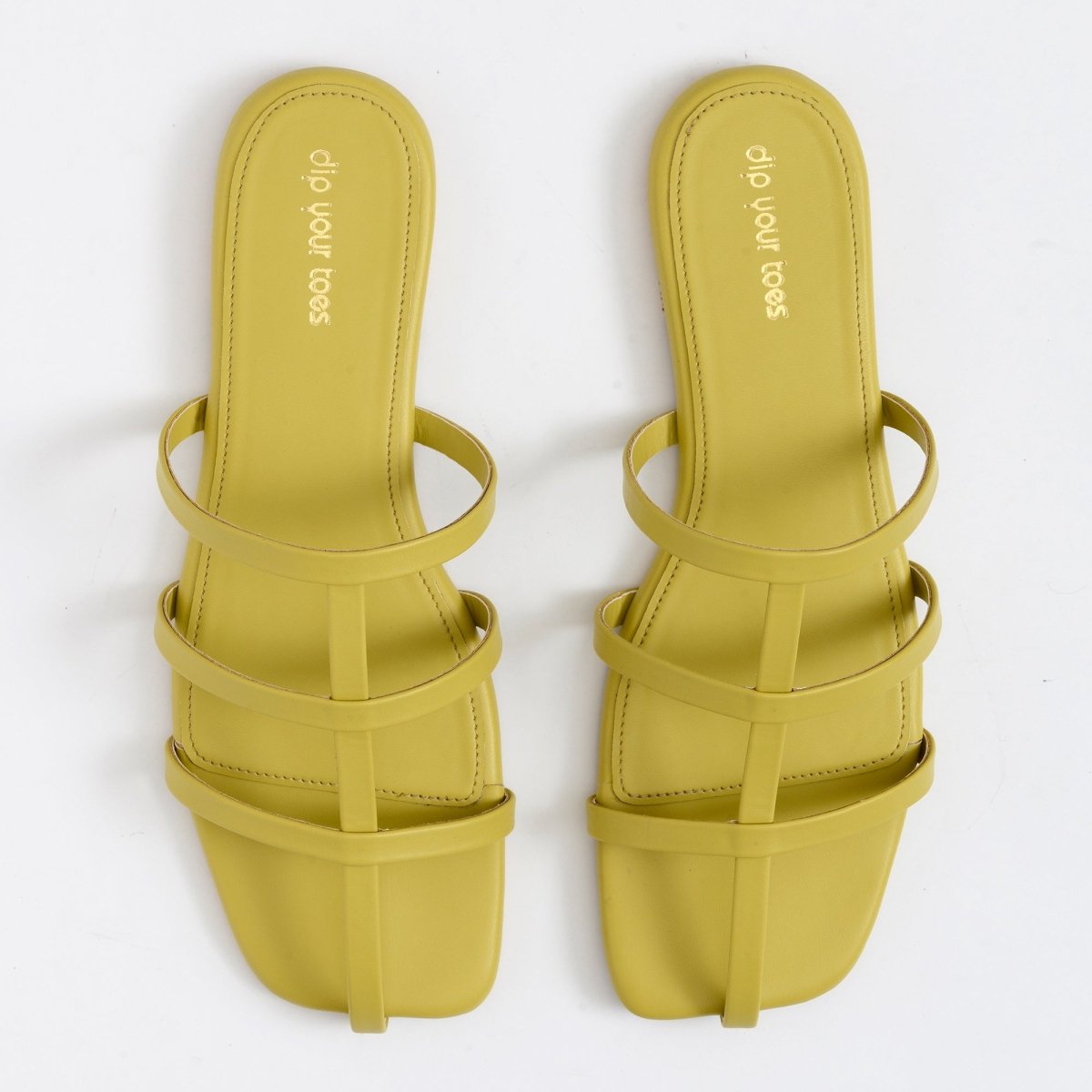 Lime Strappy square toe flats