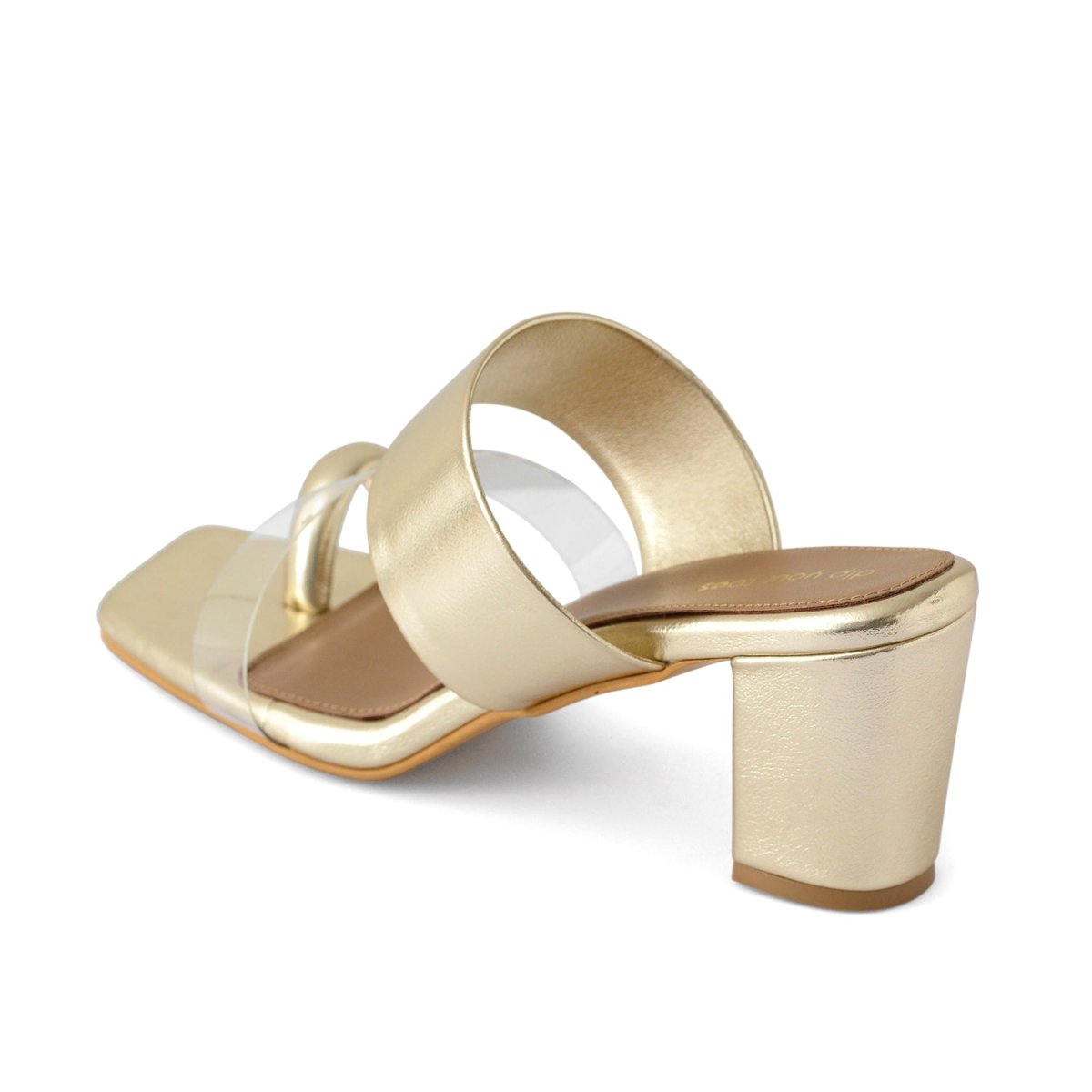 Gold Toe Loop Block Heels