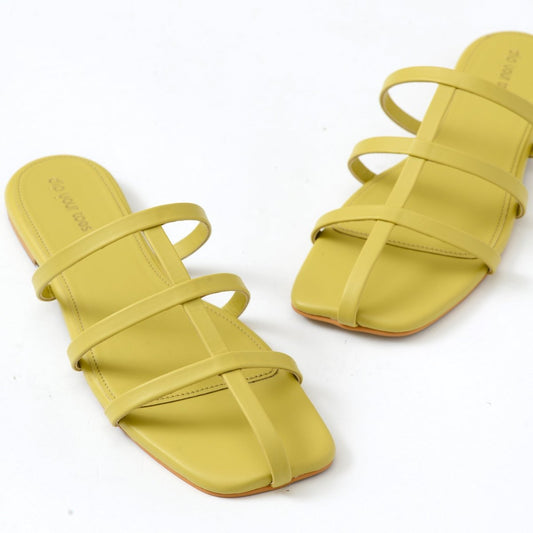 Lime Strappy square toe flats