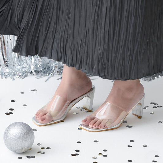 Silver Clear Heels