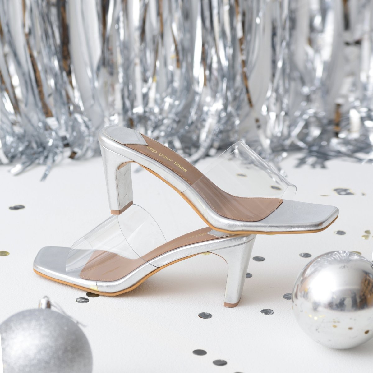 Silver Clear Heels