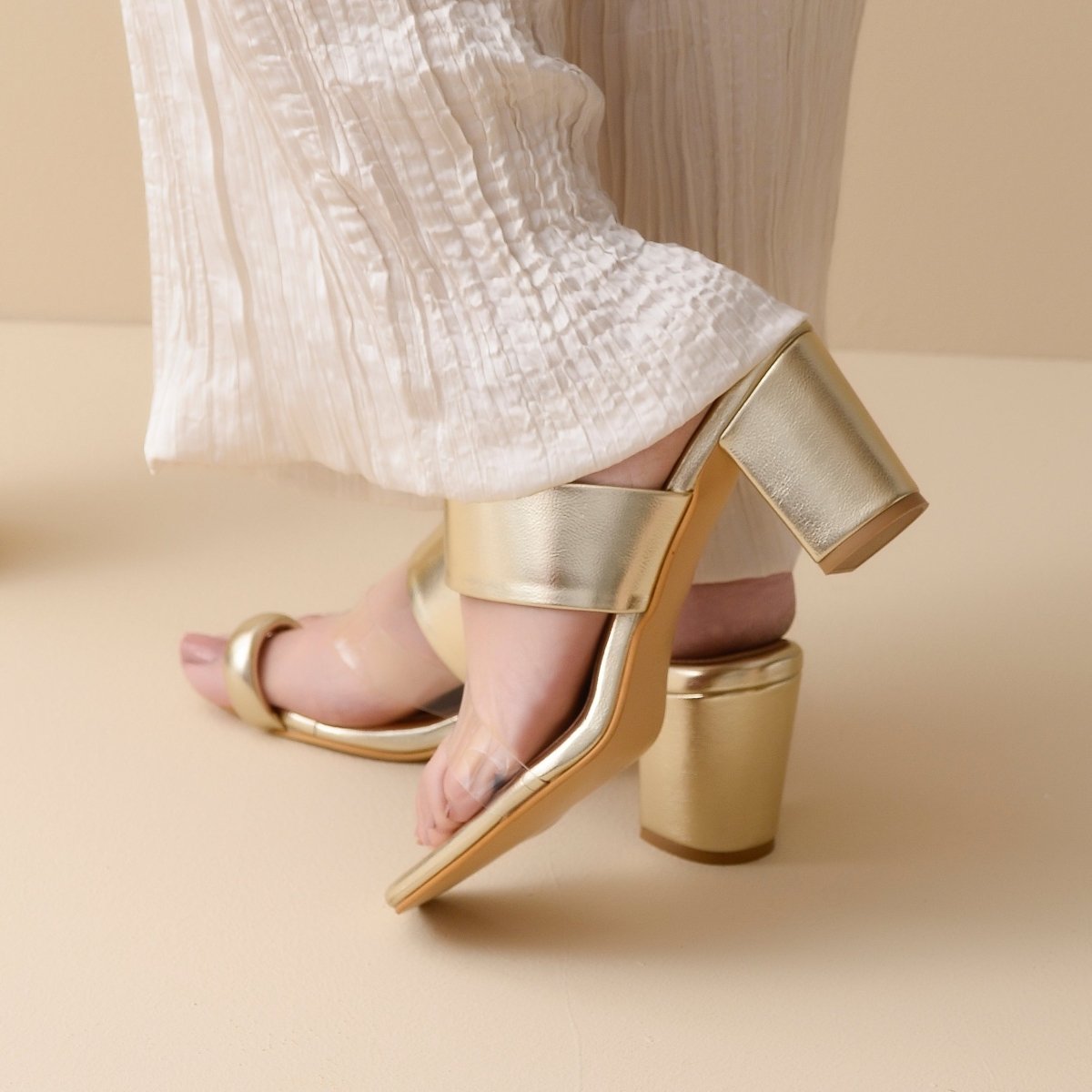 Gold Kolhapuri Heels