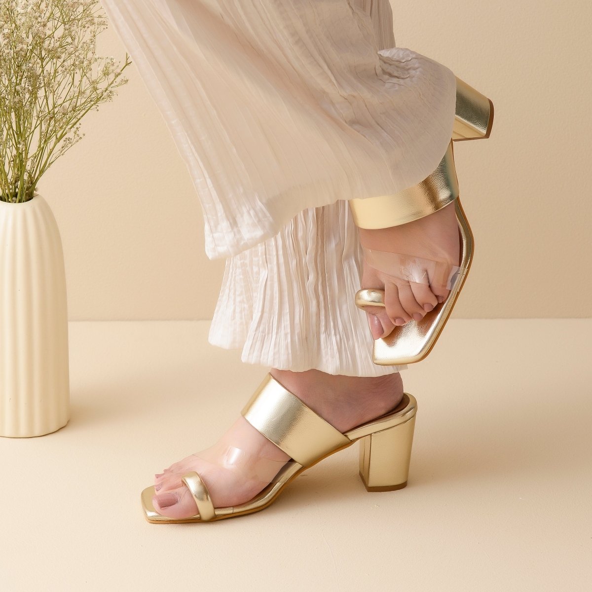 Gold Kolhapuri Heels