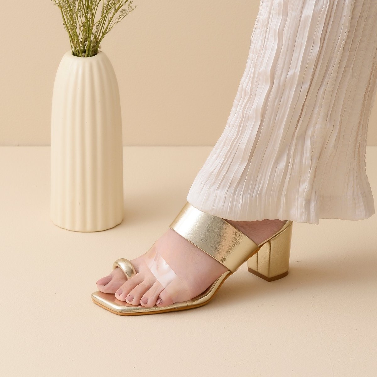 Gold Kolhapuri Heels