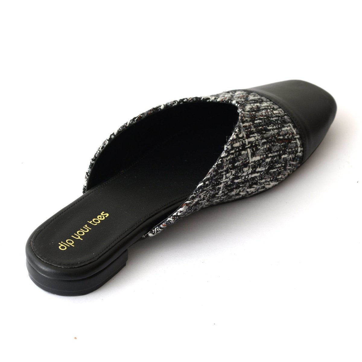 Monochrome Tweed Mules