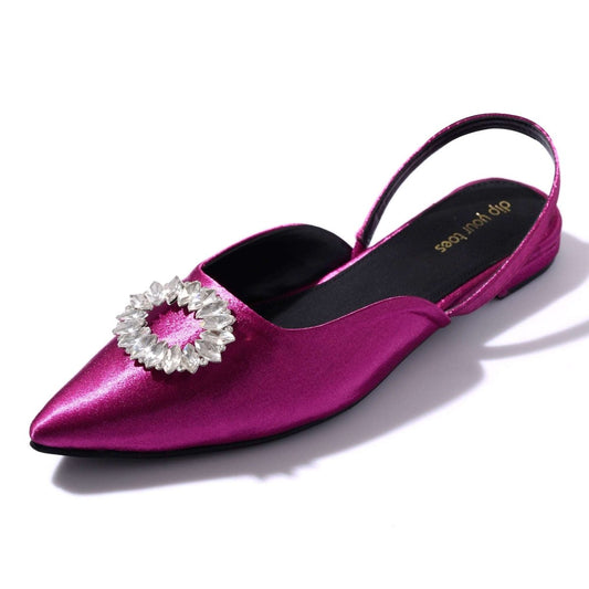 Magenta Crystal Satin Sandals