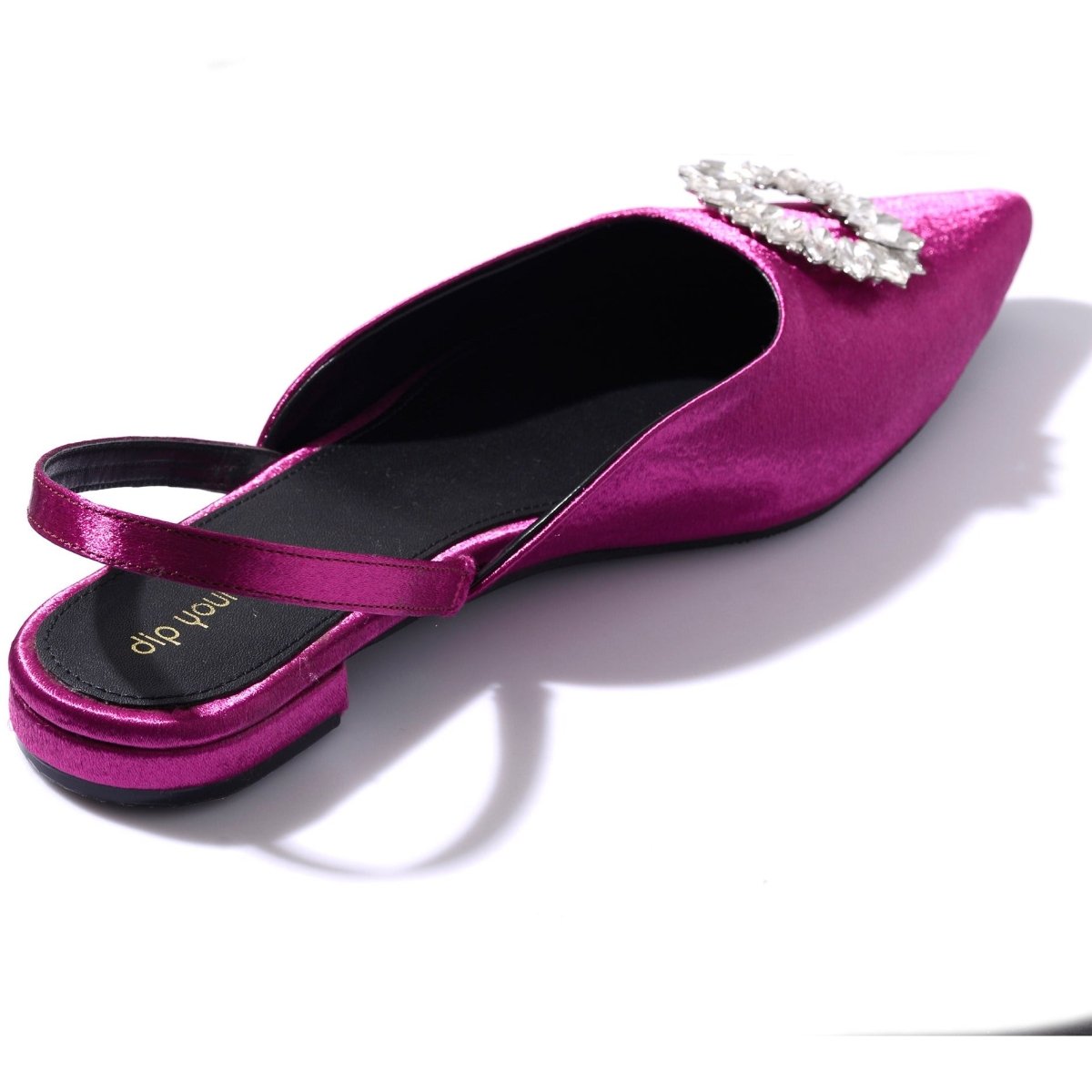 Magenta Crystal Satin Sandals