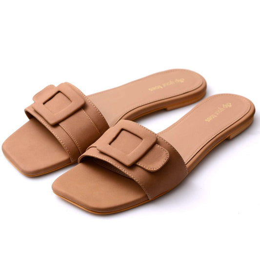 Burnt Orange Buckled Flats