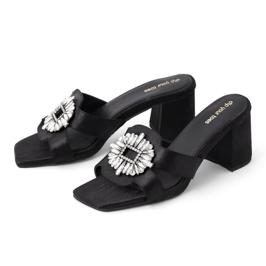 Black crystal Embellished Heels