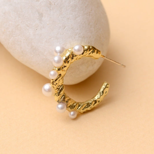 Small Pearl Hoops