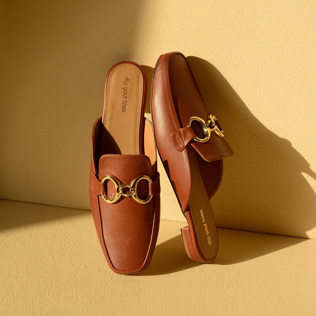 Brown Chain Loop Mules