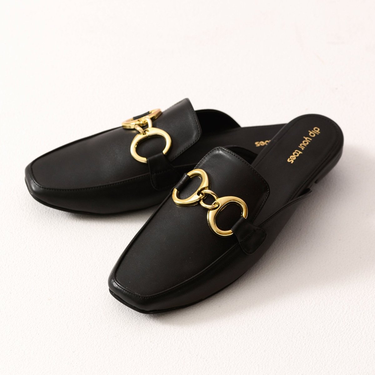 Black Chain Loop Mules