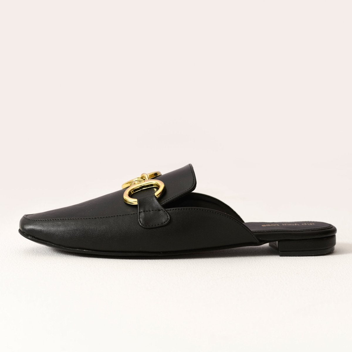 Black Chain Loop Mules