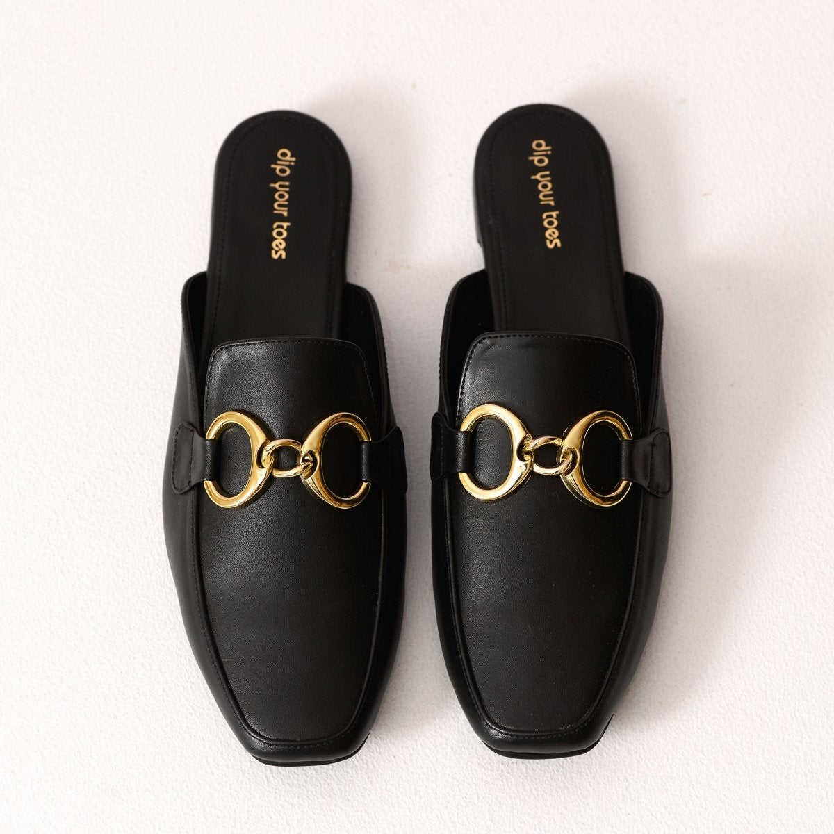 Black Chain Loop Mules