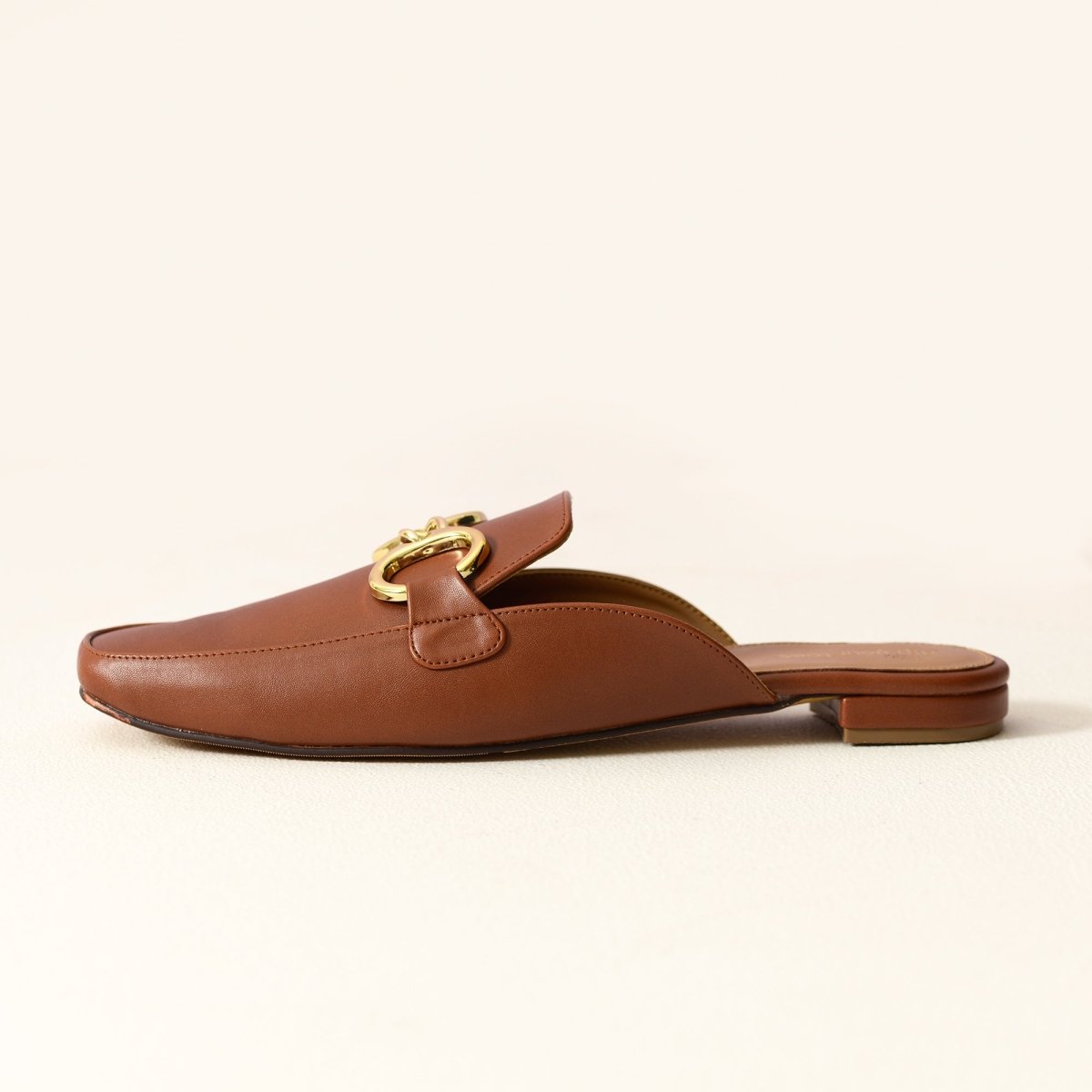 Brown Chain Loop Mules