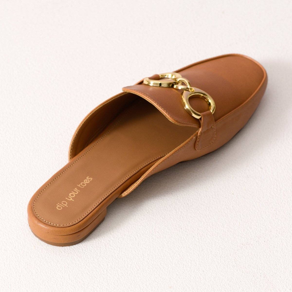 Beige Chain Loop Mules