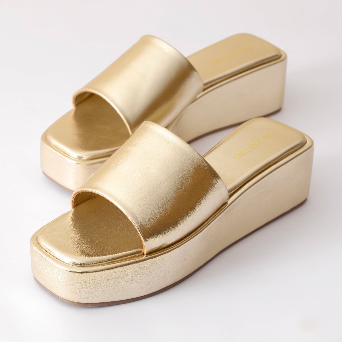 Marshmallow Gold Platform Sandals